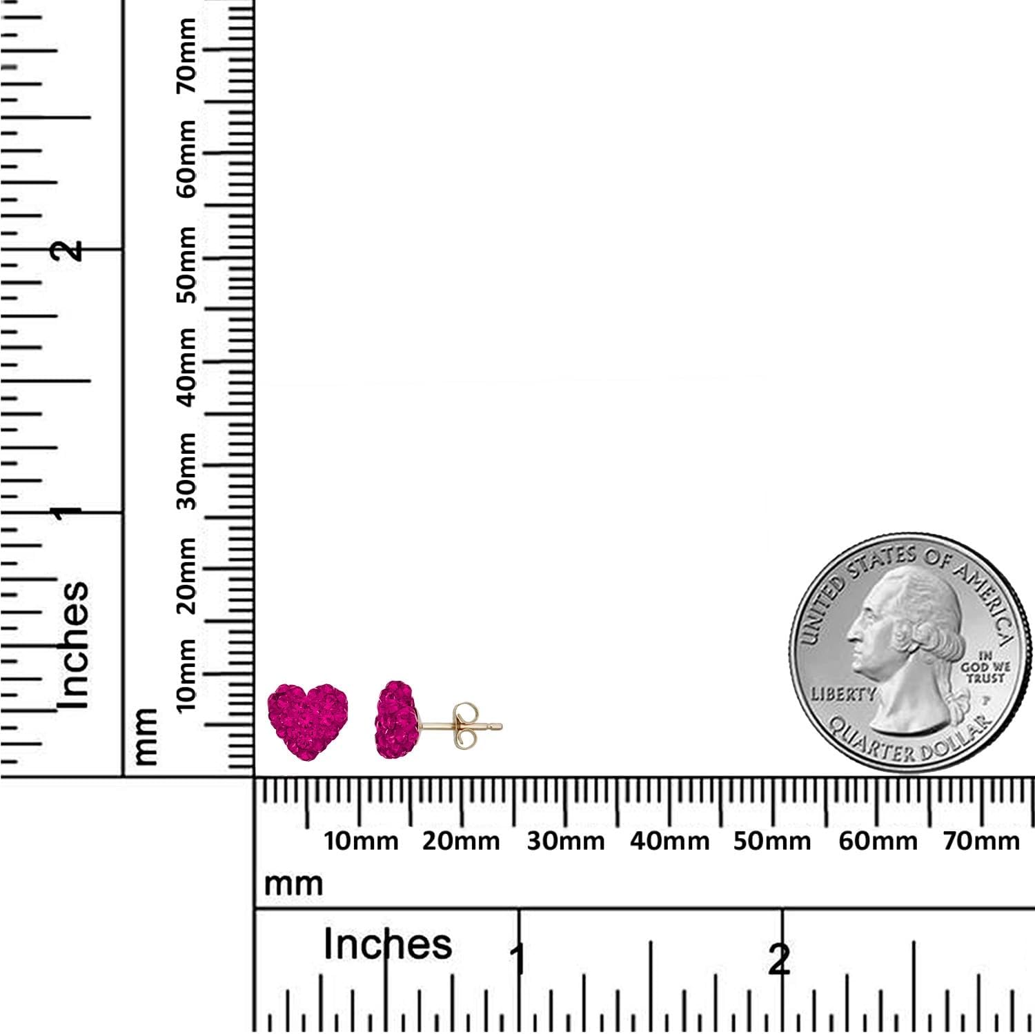 AVORA 10K Yellow Gold 8mm Heart Crystal Stud Earrings