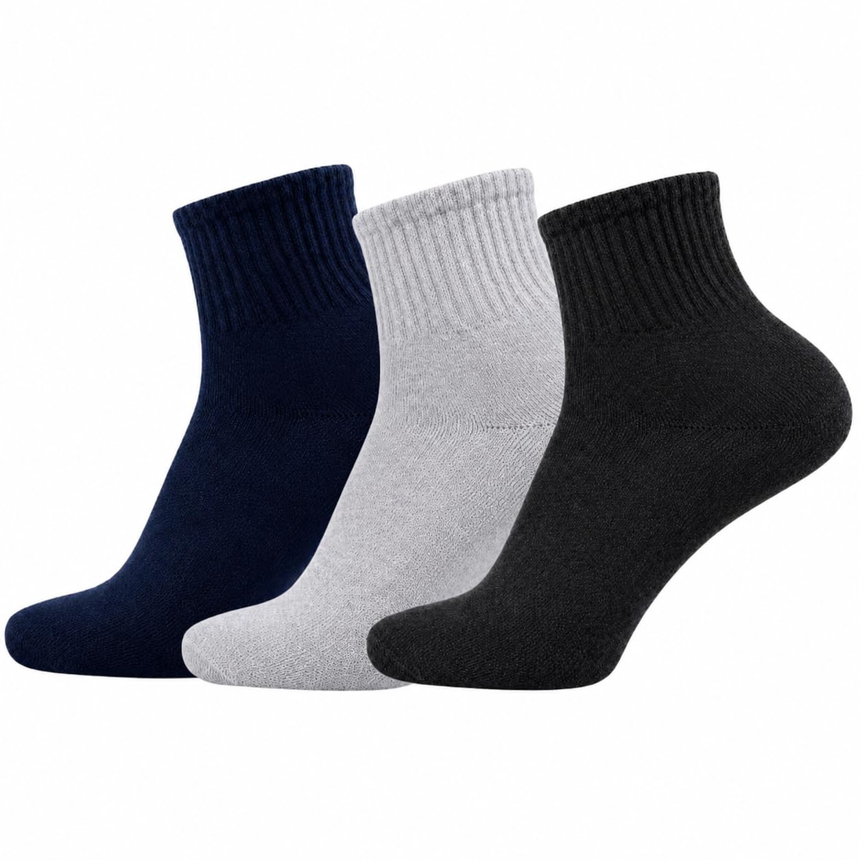 12 Pairs Solid Cotton Ankle Length Socks for Men Women, Pack of 12., Assorted-image-22