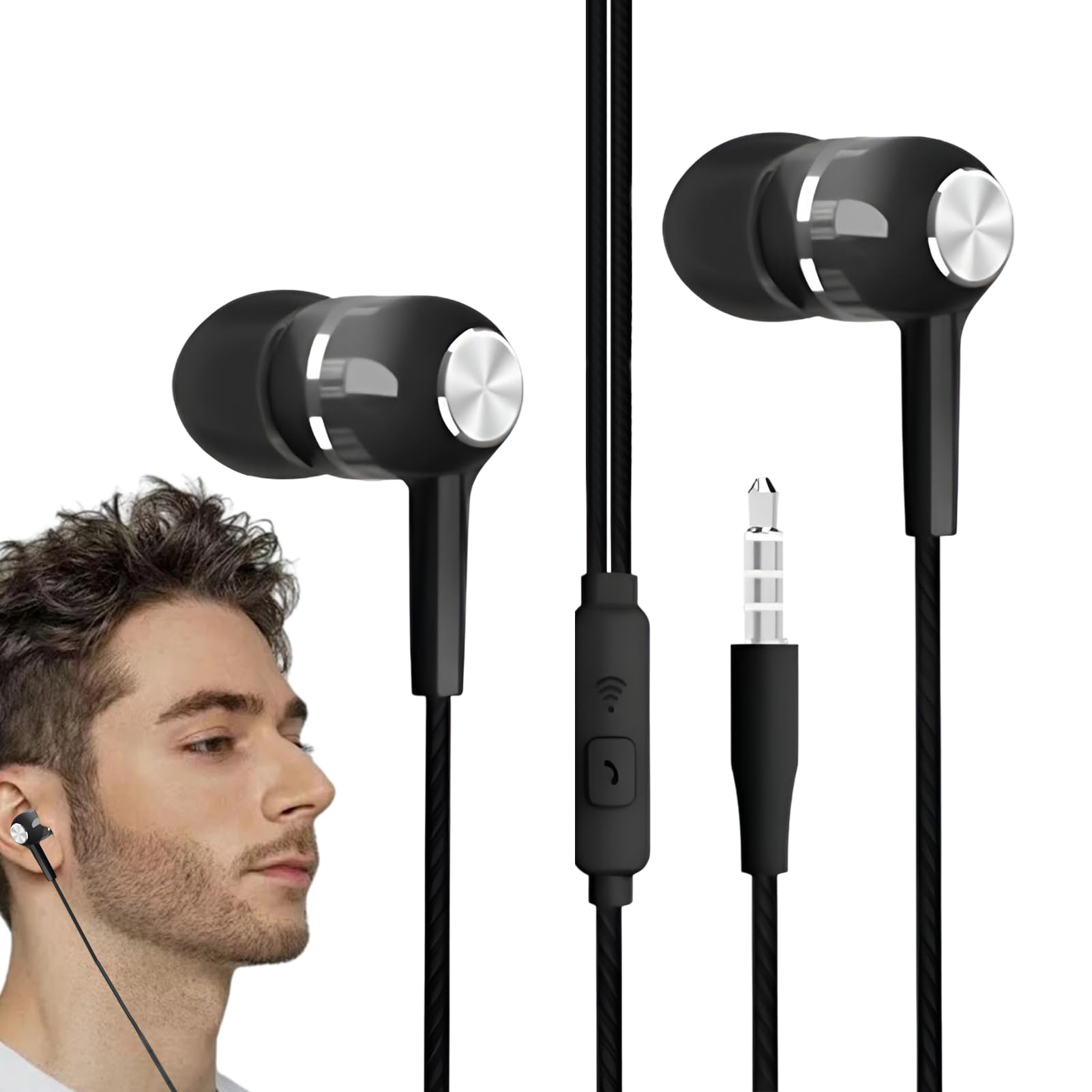 Kabelgebundene Kopfhörer | Kopfhörer mit integriertem Mikrofon | 3,5 mm Klinkenstecker HiFi-Sound für Reisen, Musik, Spiele, Sport, Aufnahme, Studio