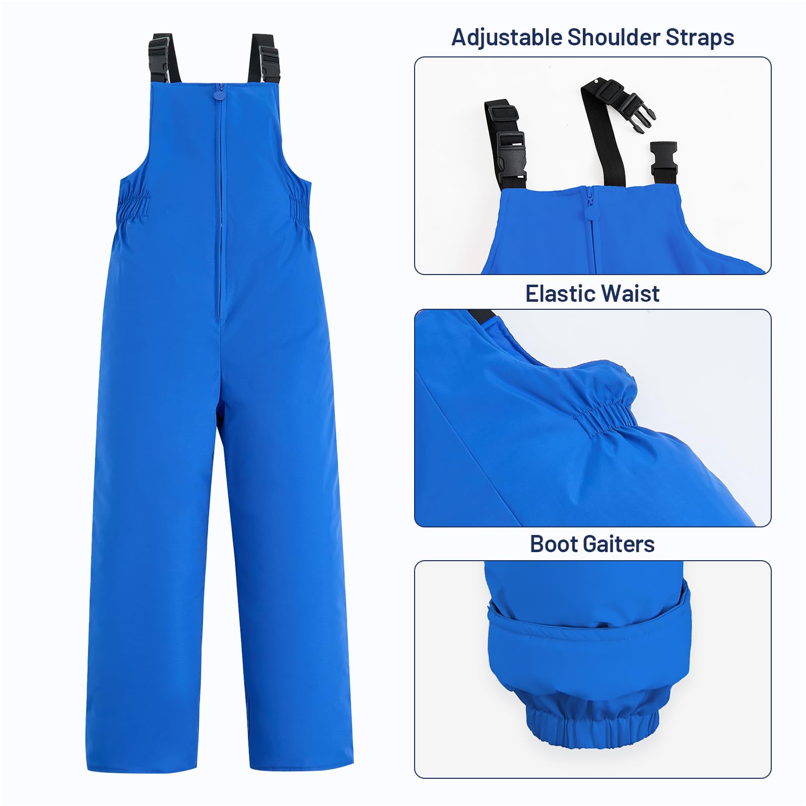 JiAmy Combinaison de neige 2 pièces pour enfants avec veste matelassée à capuche et pantalon à bretelles – Tenue ultra légère pour garçon et fille