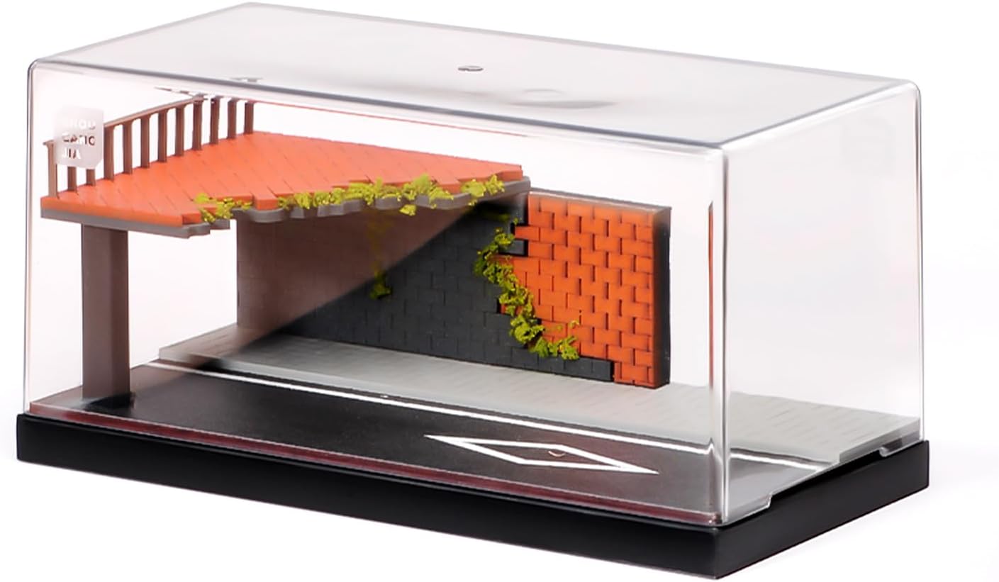 1:64 Miniature Street Scene Model Acrylic Clear Display Case Alloy Car Stereoscopic Landscape Display (Broken Highway Bridge)