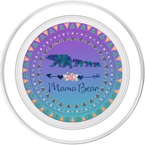 Miniatura 8 de PopSockets PopSockets Swappable PopGrip - Mamá Bear de 3 cachorros para bebés en azul y morado