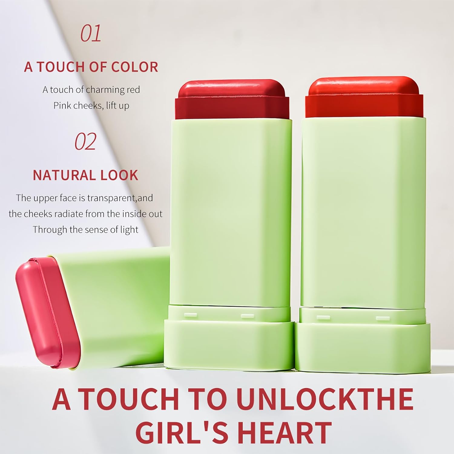 3 Color On-the-Go Makeup Blush Stick，Tinted Moisturizing Stick for Lips, Eyes and Cheeks-Blush Stick for Lips and Cheeks，Create a beautiful natural nude makeup look，Suitable for All Skin Types - Image 3