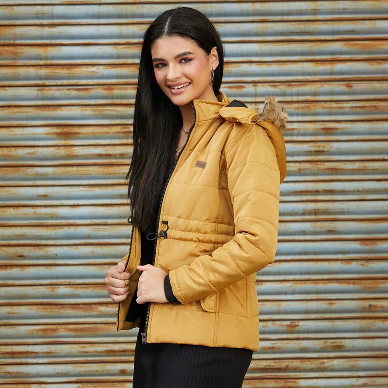 Image of PINACOLADA Women's Fleece-Lined Biker Jacket for Casual Wear | Spread Collar | Long Sleeve | Zipper Closure | Jacket Crafted with Comfort Fit for Everyday Wear