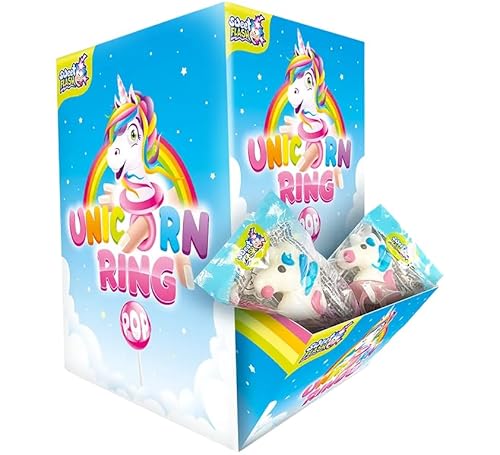 Einhorn Ring Lolly Display 60 Stück - Einhorn Lutscher am Ring (Erdbeergeschmack) einzeln verpackt - Mit Rinder Gelatine - Kinder Schmuck Süßigkeit - Party Deko & Geschenk (Wählbar: 10/20/60 St.) (10) Einhorn Ring Lolly Display 60 Stück - Einhorn Lutscher am Ring (Erdbeergeschmack) einzeln verpackt - Mit Rinder Gelatine - Kinder Schmuck Süßigkeit - Party Deko & Geschenk (Wählbar: 10/20/60 St.) (10)