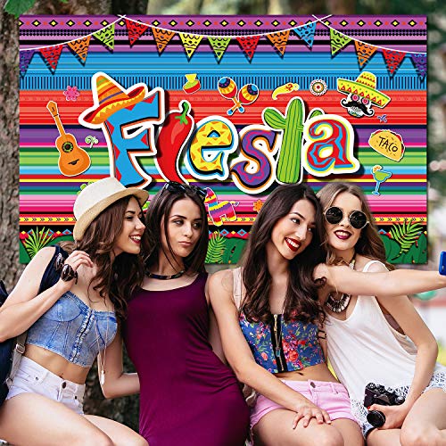 Party Greeting BP0177 Summer Fiesta Party Decorations Mexican Theme Photography Backdrop Banner Luau Theme Cinco De Mayo Colorful Birthday Party Supplies thumb #3