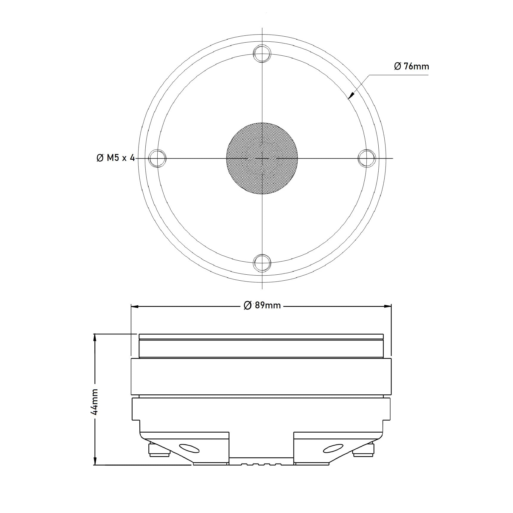 Seven Soundvector SVT3401-B Driver de Compresión Tweeter Motor de Agudos Diafragma de Titanio 34mm Sensibilidad 107dB Potencia Nominal 40W AES 160W Peak para Altavoces Profesionales de 12"