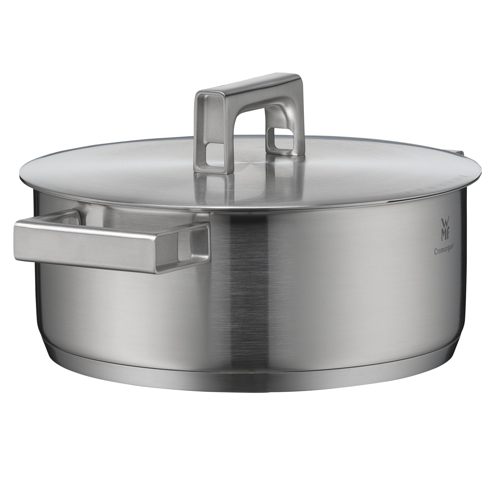 WMF Ultimate Cool - Pentola piccola 20 cm, coperchio in acciaio inox, a induzione, 2,5 l, in acciaio inox Cromargan opaco, manici che riducono il calore, pentola a induzione con scala interna,
