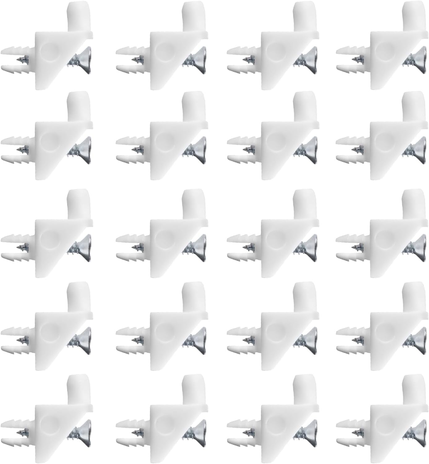 20PC 101558 White Shelf Support Pins for IKEA Part, Shelf Support Pins Replacement Brackets with Self-Tapping Screws