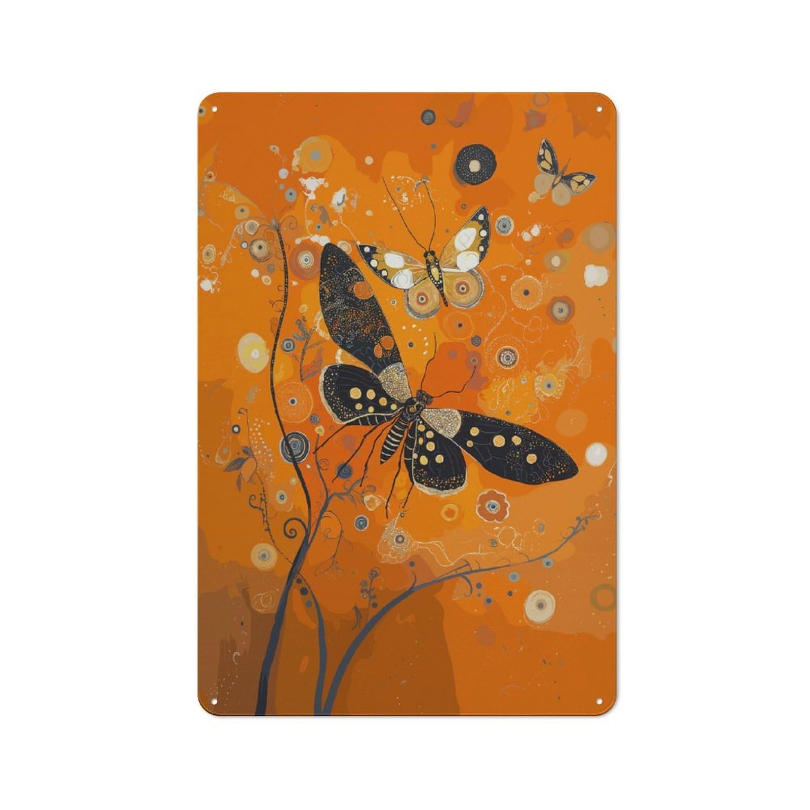 Junmoney Butterflies Art Retro Tin Sign 30X20cm For Garage Or Workshop, For Furnishing A New Garage And Workshop With Retro Decor