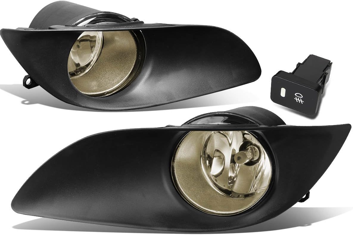 Auto Dynasty Fog Lights Assembly Compatible with 2009-2011 Yaris Hatchback Front Bumper Driving Fog Lamps w/Switch and Bezel, Driver and Passenger Side, Smoked Lens