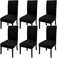 Vista 18 de GoodtoU Fundas para sillas de comedor negras, juego de 2, fundas elásticas y suaves para sillas de comedor, fundas protectoras lavables y extraíbles