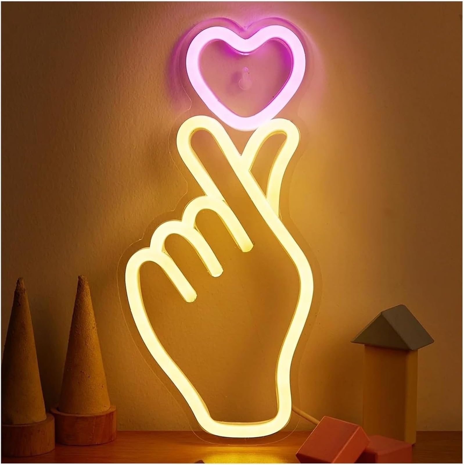Aextroi neon Lights Sign for neon lamp loanword Hand+Heart LED for Signs