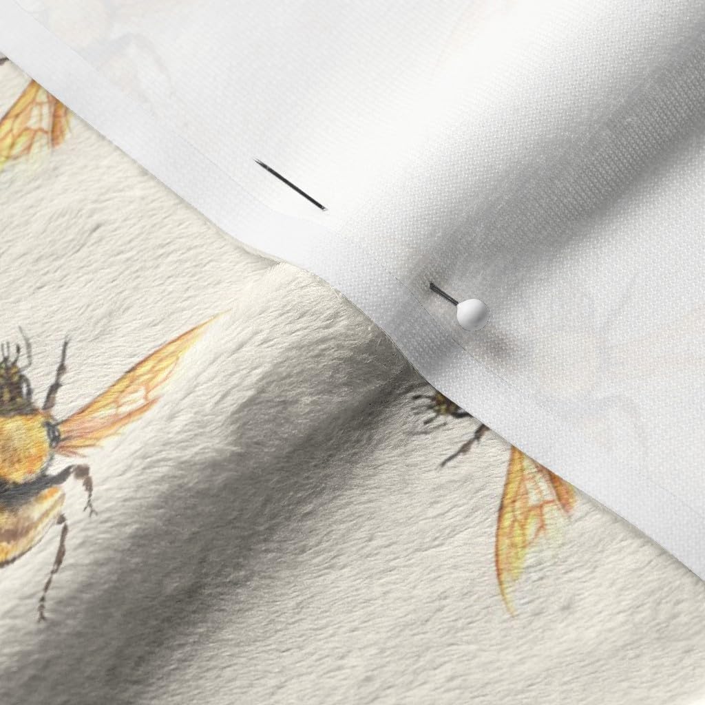 Spoonflower Fabric - Bee Golden Cream Honeybee Honey Summer Printed on Minky Fabric by The Yard - Sewing Baby Blankets Quilt Backing Plush