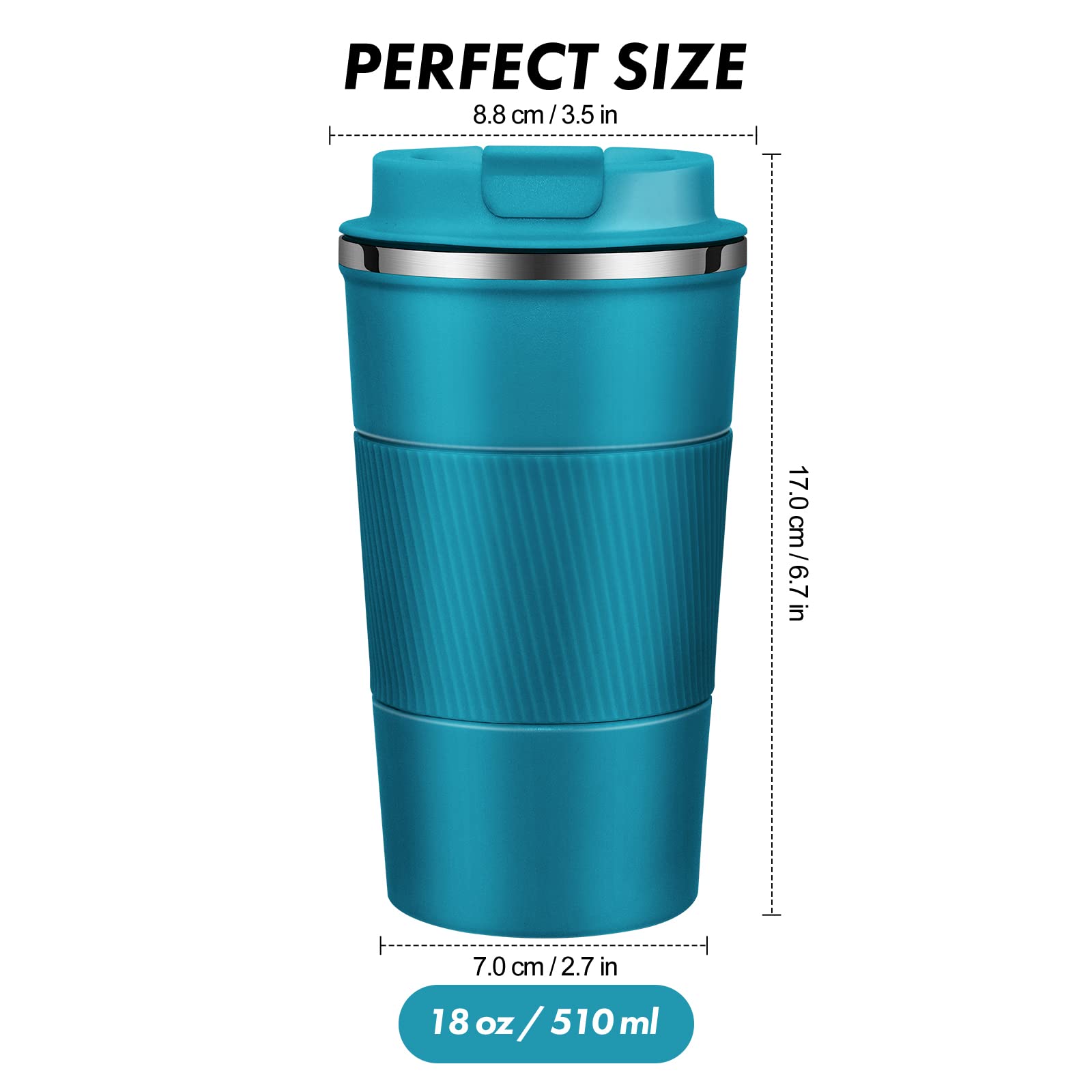 Dycietx Travel Mug with Leakproof Lid, Insulated Reusable Coffee for Hot&Cold Drinks/Tea - Image 2