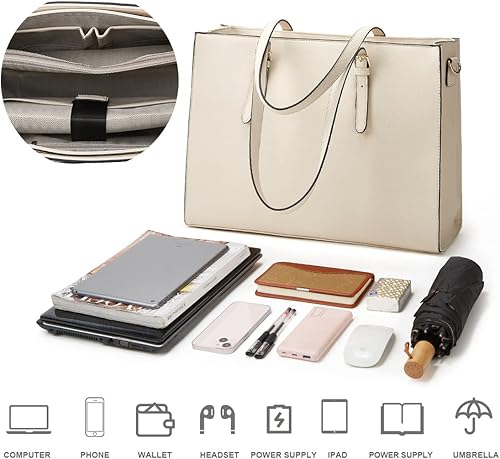 Miniatura 6 de Bolso de mano de trabajo de gran capacidad para mujer, bolso de hombro de cuero sintético, 2 piezas, impermeable, para negocios, escuela, viajes