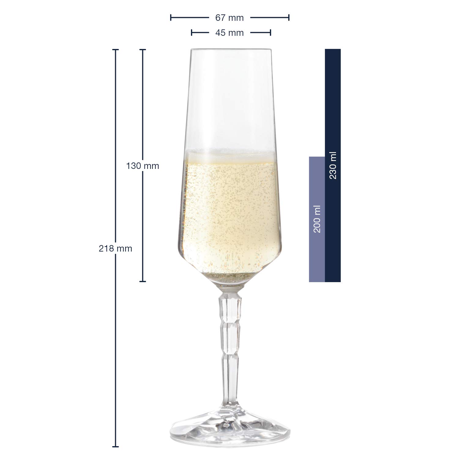 Leonardo Spiritii Sekt-Gläser, Sekt-Kelche mit Stiel im Facettenschliff, spülmaschinenfeste Prosecco-Gläser, 6-er Set, 230 ml, 022746