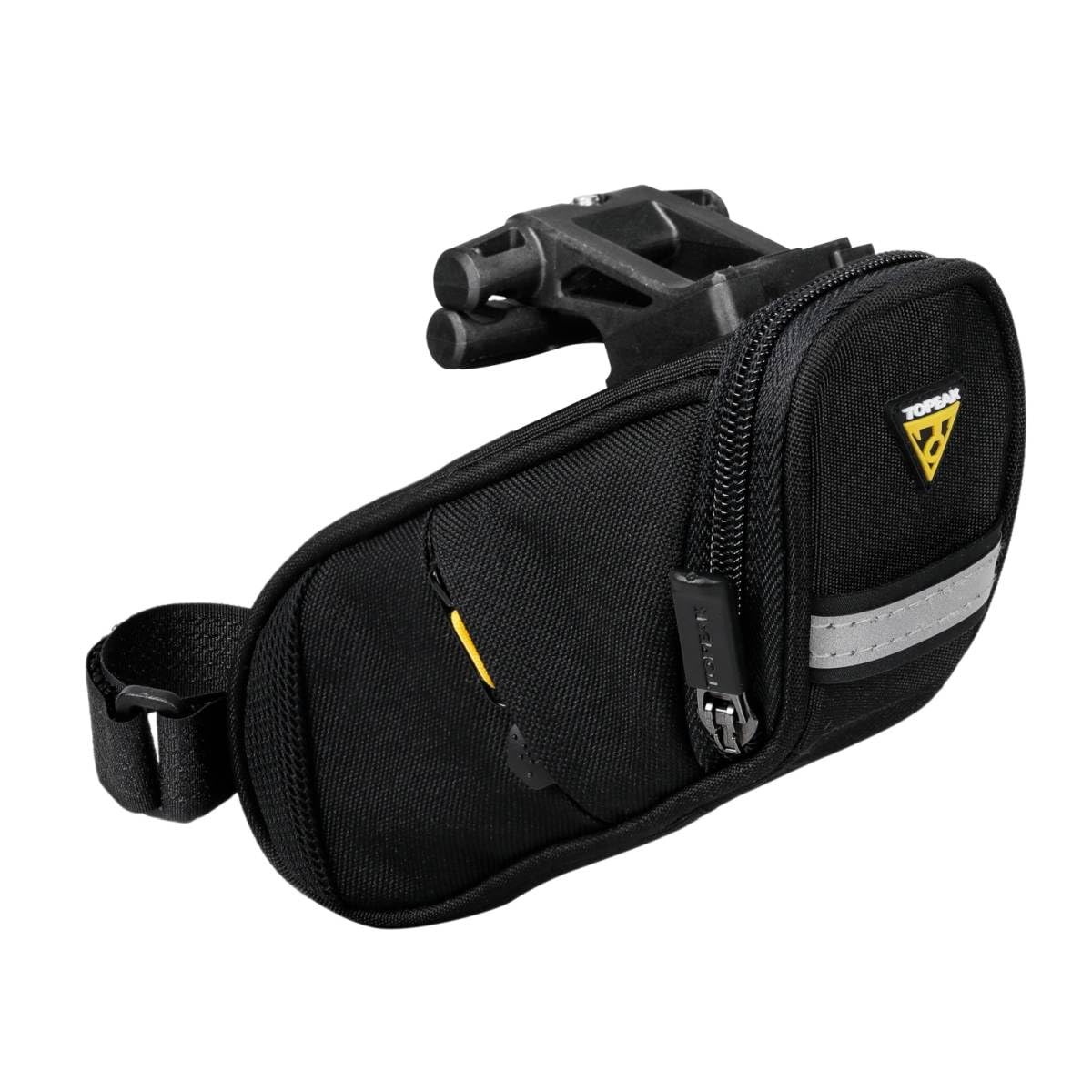Topeak Aero Wedge Pack DX Satteltasche Schwarz 0,9 L, Fahrradtasche aus 600D Polyester mit QuickClick Halterung und Reflexstreifen, wasserabweisende Bikepacking Tasche für Rennrad Sport & Freizeit