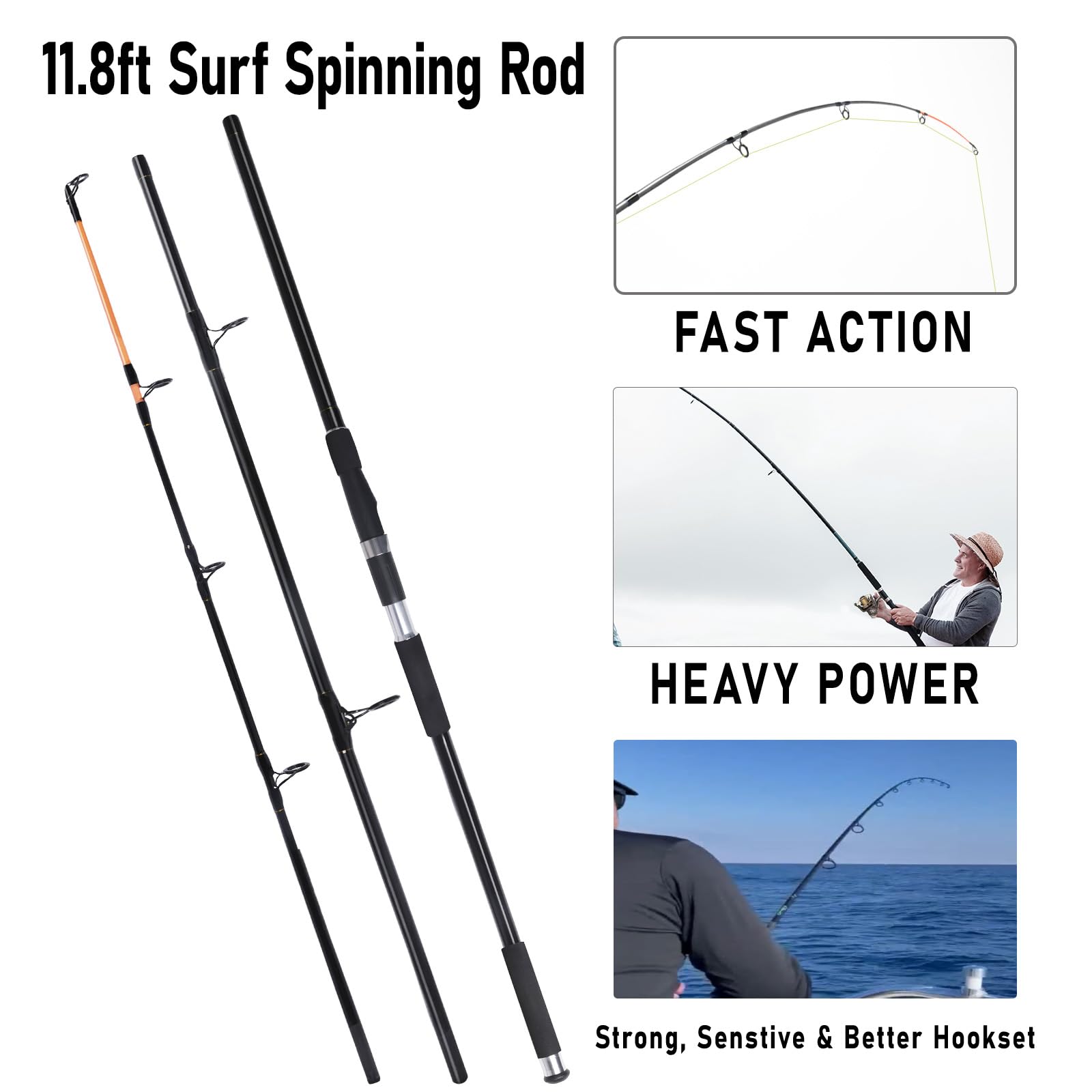 Amazon.com : Dr.Fish Surf Fishing Spinning Rod and Reel Combo Saltwater Fishing  Gear 12ft Surf Rod 10000 Spinning Reel Deep Sea Offshore Ocean Equipment  Set : Sports & Outdoors
