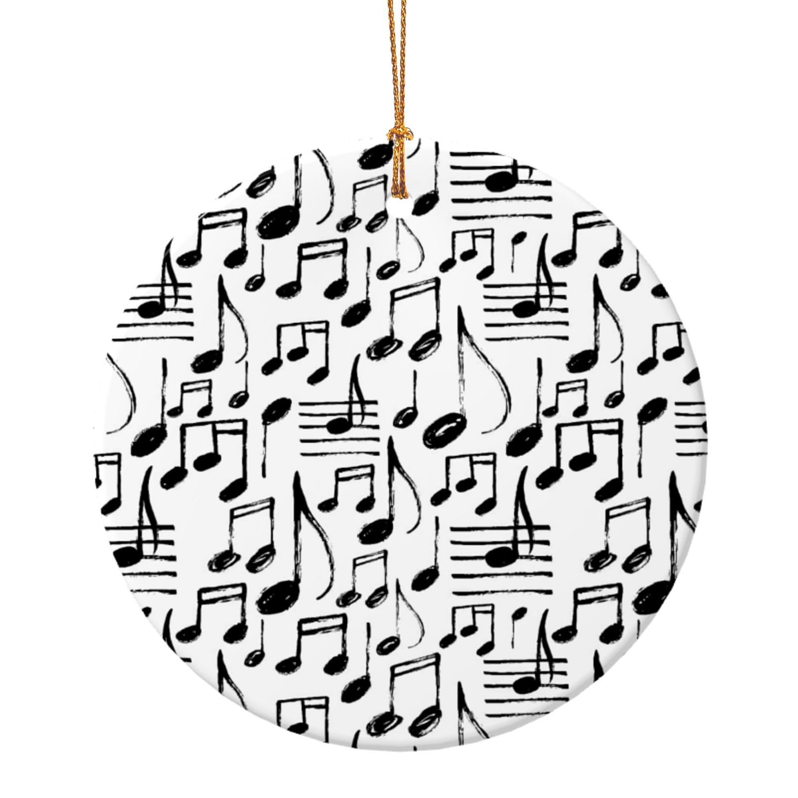 Peiyeety As Pic Hand Sketch Musical Notes Christmas Tree Ornaments - Round Ceramic Decor, Holiday Hanging Decorations, Xmas Gifts 9Cm