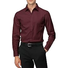 H2H Mens Slim Fit Dress Shirts Stretch Long Sleeve Basic Formal Shirts Solid Business Casual Button Down Shirts