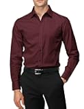H2H Mens Slim Fit Dress Shirts Stretch Long Sleeve Basic Formal Shirts Solid Business Casual Button Down Shirts