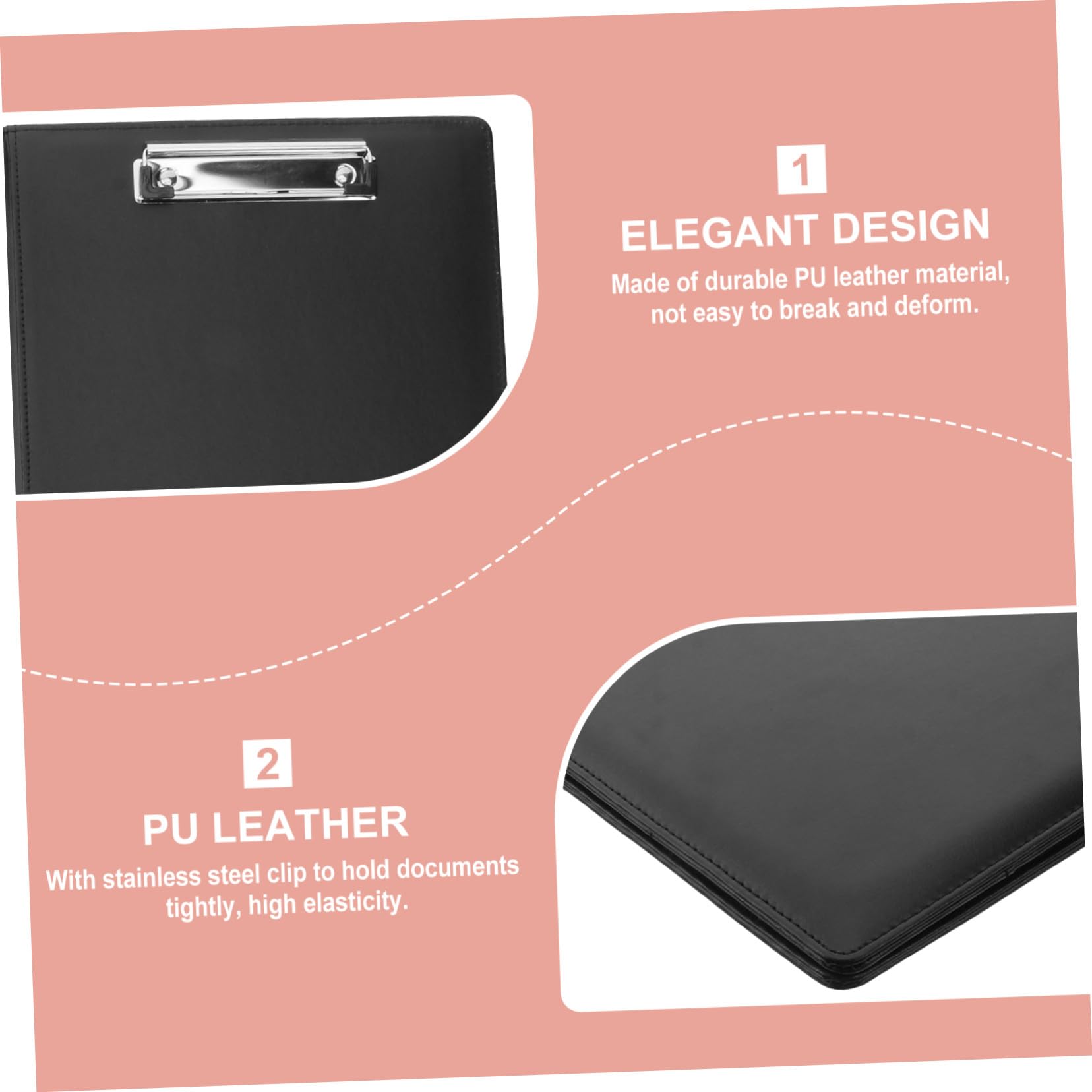 Cartella Portadocumenti PU Multifunzione con Blocco Note e Clip in Acciaio Inossidabile Organizer Elegante per Ufficio e Riunioni Nero