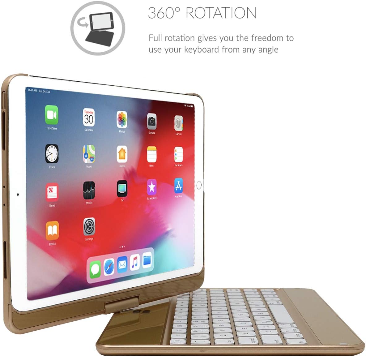Get Special Price Snugg iPad Mini 5 / iPad Mini 4 Keyboard [Gold] Backlit Wireless Bluetooth Keyboard Case Cover 360° Degree Rotatable Keyboard for Apple iPad Mini 5