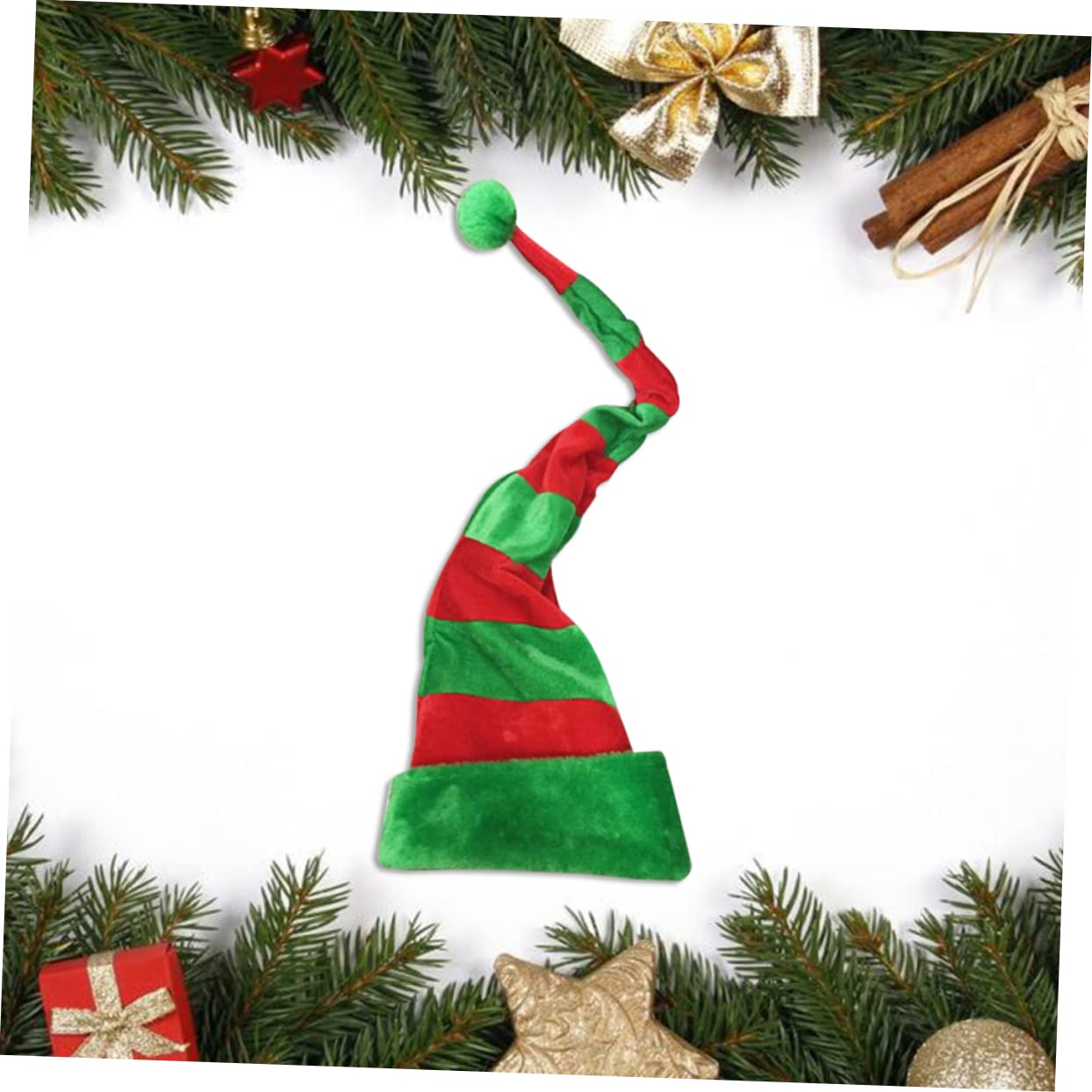 PRETYZOOM Langer Weihnachtlicher Hut für Kinder Formbarer Grüner Weihnachtsmütze als Lustiges Kostümzubehör für Weihnachtsfeiern und Kostümtragen aus Stoff und Eisen