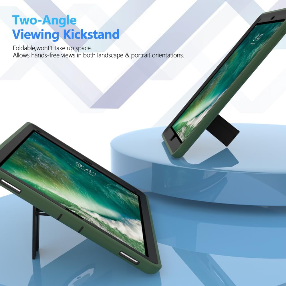 Case for iPad Pro 12.9 Case 2017/2015 (Old Model,1st & 2nd Gen), Puxicu Heavy Duty Rugged Protective, Cover for iPad Pro 12.9" (Model: A1584 A1652 A1670 A1671), Green & Black