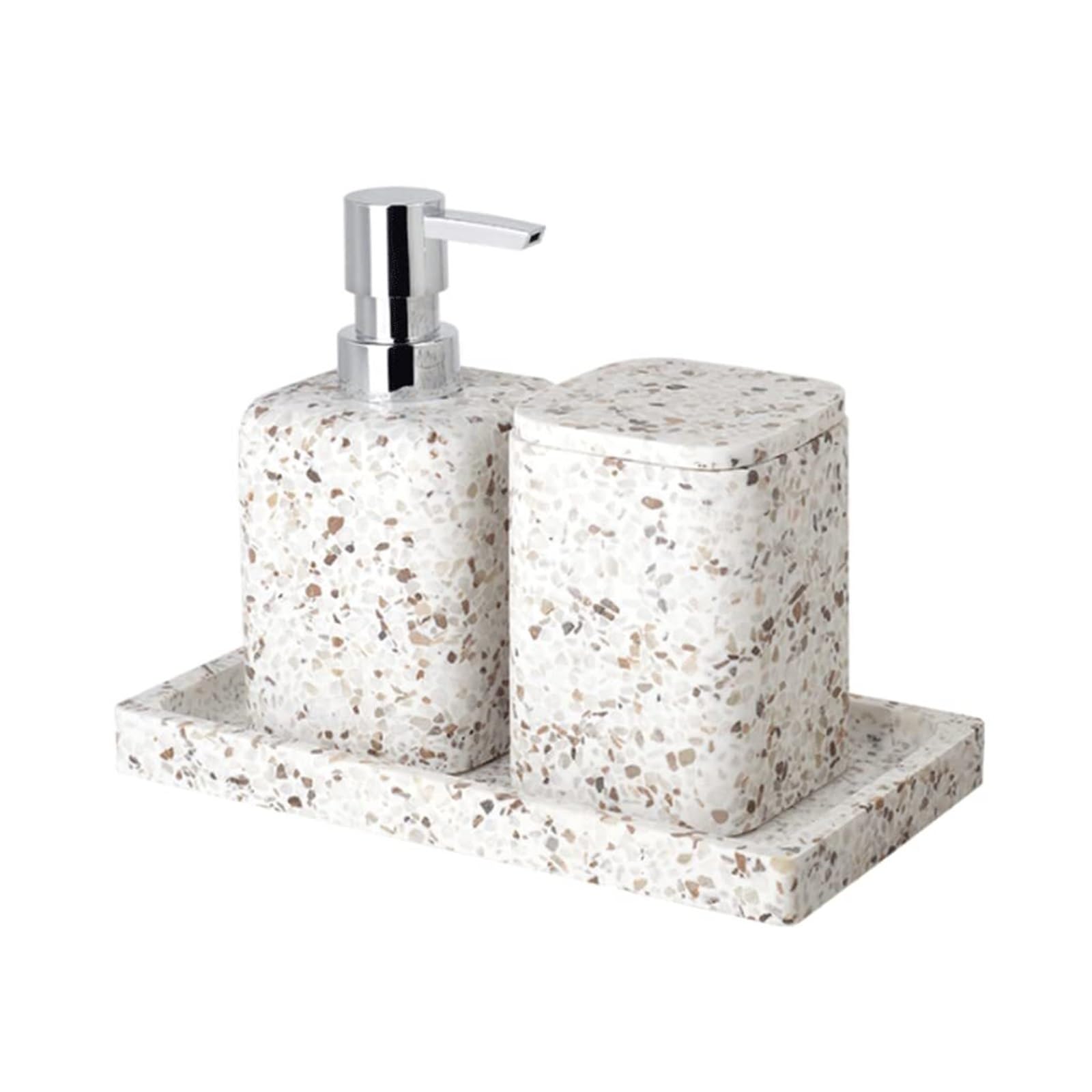Dispensador de jabón terrazo rosa de 3 piezas para evitar caídas y manchas de agua