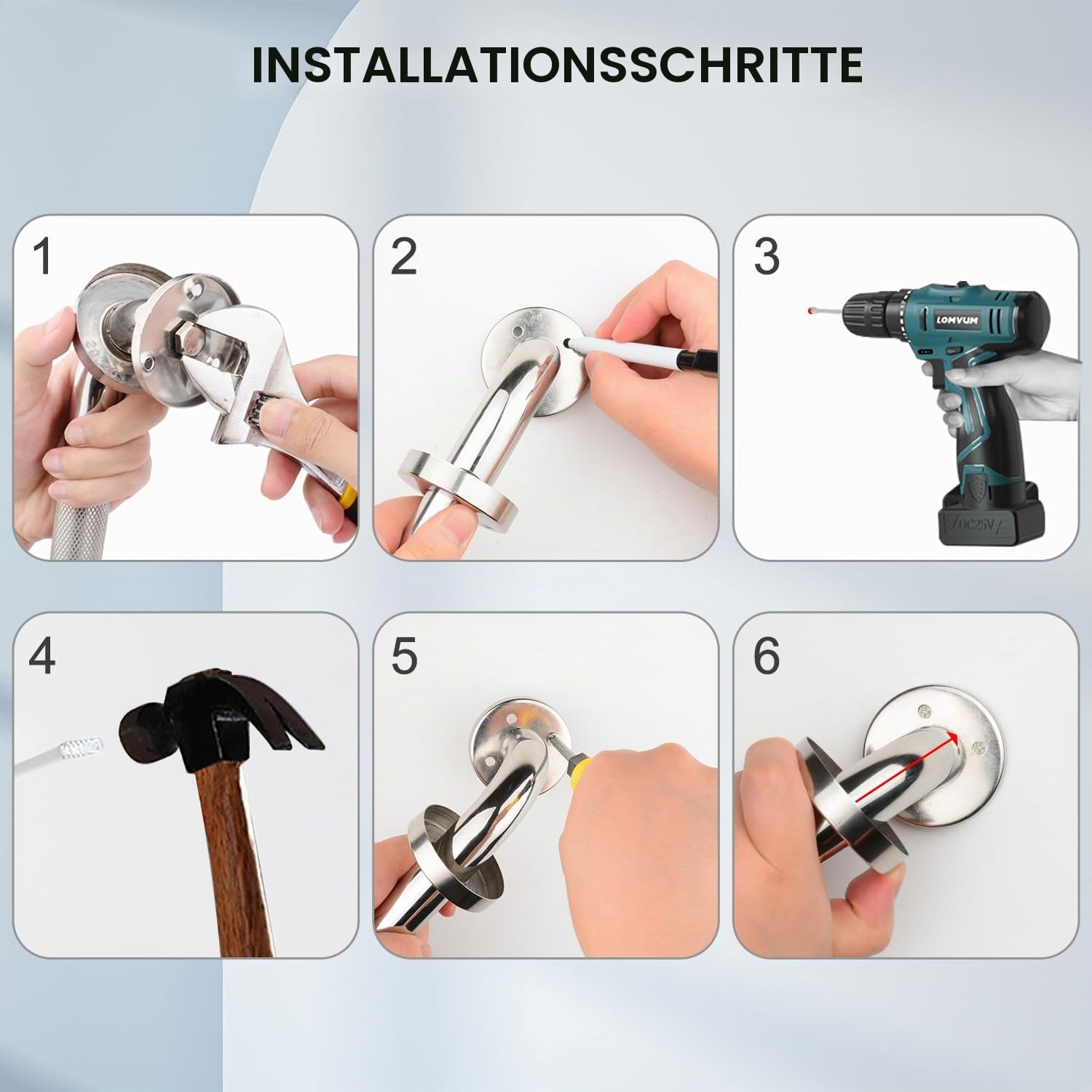 supregear Haltegriffe für Badewannen und Duschen (2er-Pack), Rutschfeste Badezimmer-Griffe, Duschgriff aus Edelstahl 304, Toiletten-Handicap-Senioren-Hilfsgriff für mehr Sicherheit im Bad, 80 cm