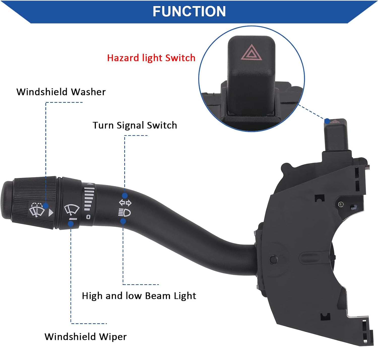 Obaee Turn Signal Switch Windshield Wiper Multifunction Combination Switch Compatible with Ford F-150 250 350 1997-1999, F-250 350 450 550 Super Duty 1999-2000, Replacement OEM F65Z13K359AA