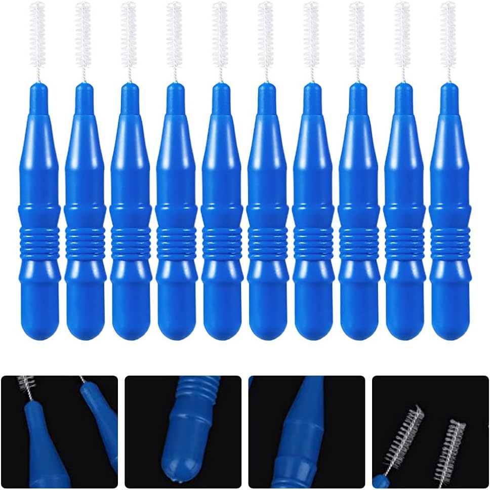 Housoutil 50 PCS Interdental Brush, Blue Plastic Braces Brush, 2.5mm Tooth Floss Teeth Cleaning Picks, Interdental Toothpick