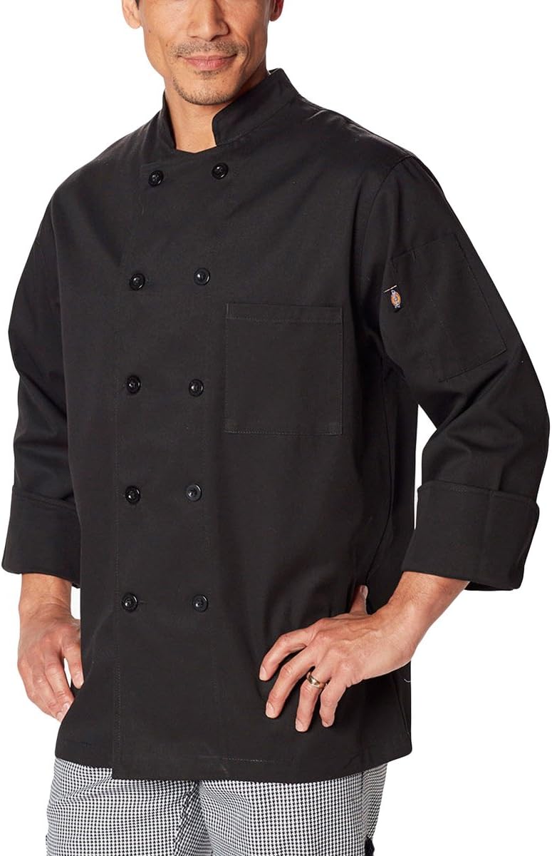 DickiesChef Classic 10 Button Coat, Black, X-Small