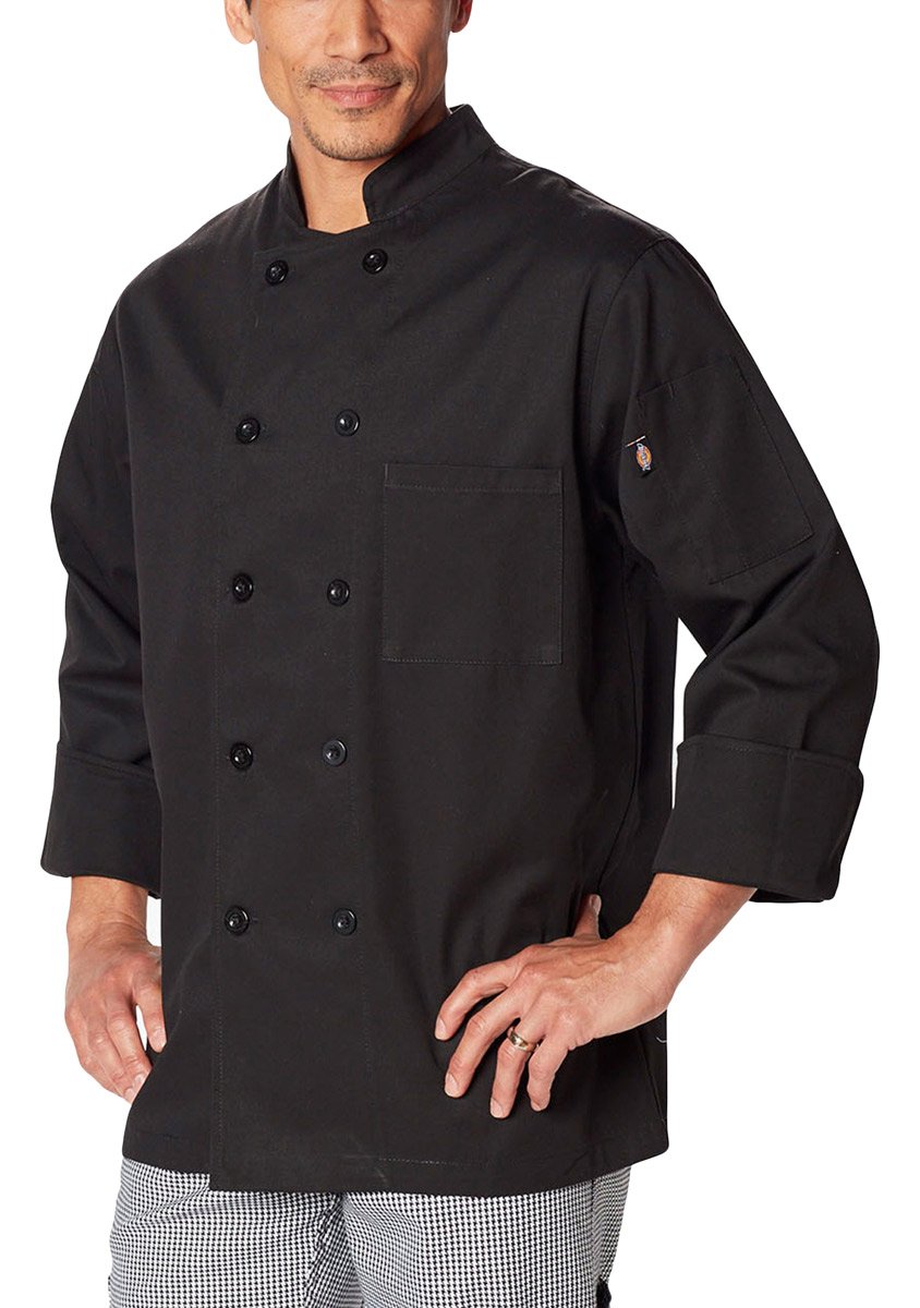 DickiesChef Classic 10 Button Coat, Black, X-Small