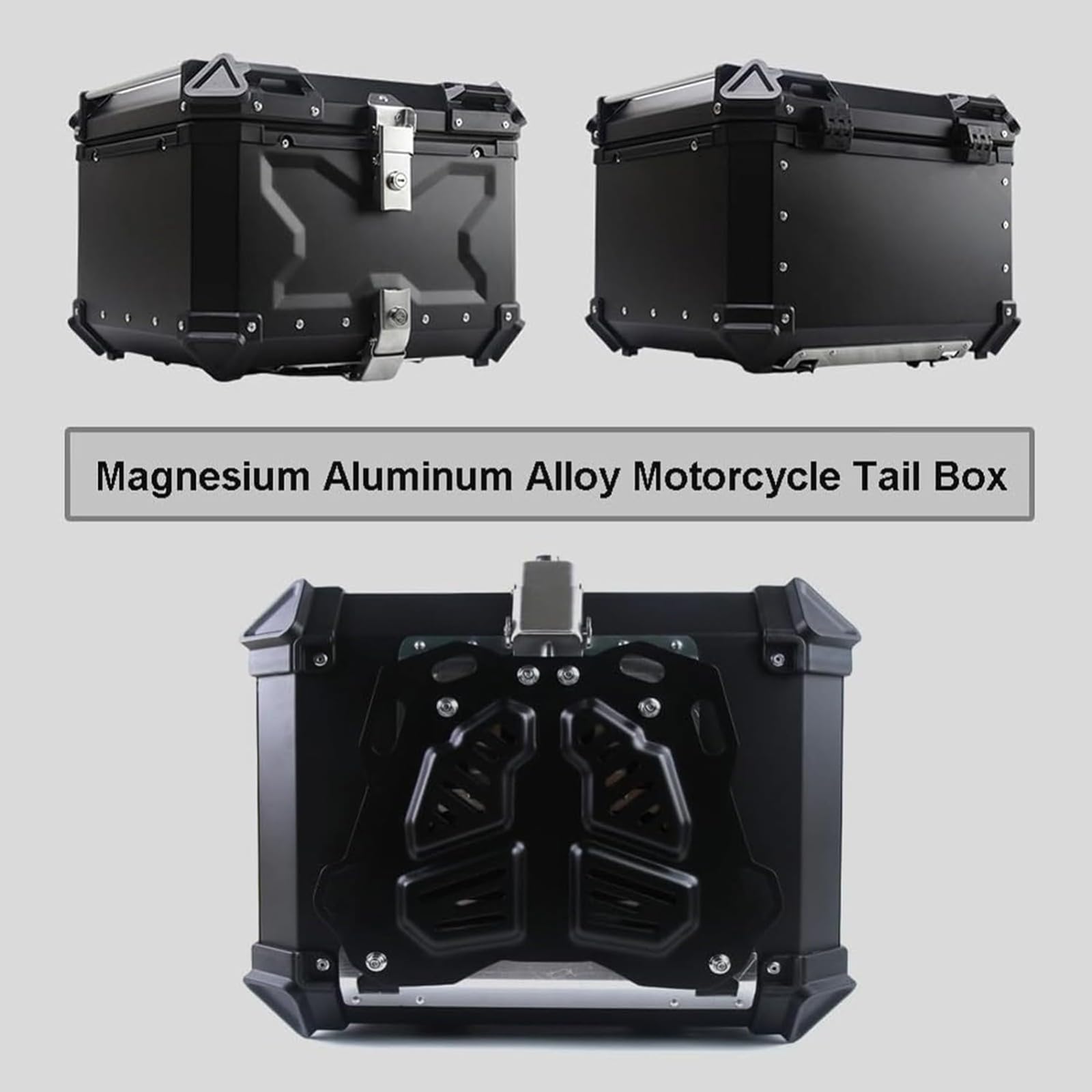 Walizka motocyklowa, Walizka motocyklowa, 45L 55L 65L 80L 100L Aluminiowy bagażnik motocyklowy Uniwersalny bagażnik do walizki podróżnej, z blokadą bezpieczeństwa kufer motocyklowy U