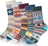 Chalier Finery 5 Pares Calcetines Térmicos de Lana para Mujer, Calcetines de Invierno Colores para Senderismo y Correr, Regalos de Cumpleaños