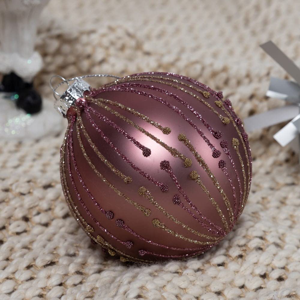 homes r us هومز أر أسCh istmas Glitte Ball, Da k Mauve - 8 Cm-5111000202617