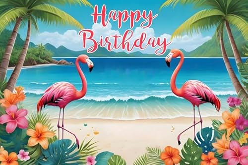 Duluxykl Summer Tropical Beach Backdrop 16x7ft Vinyl Birthday Theme Party