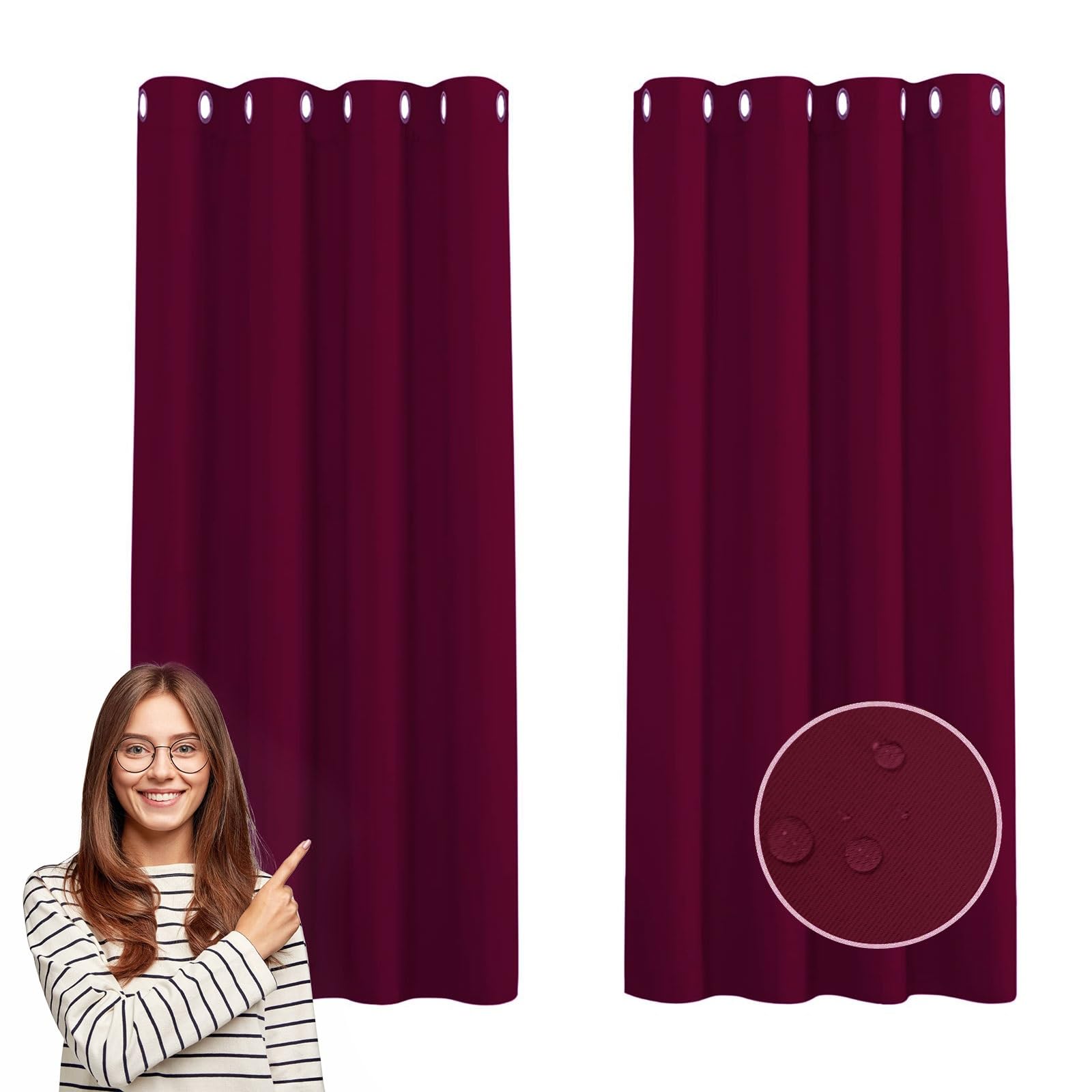 Rideau occultant thermiques opaque a oeillets isolation lumiere pour bureau 270x85