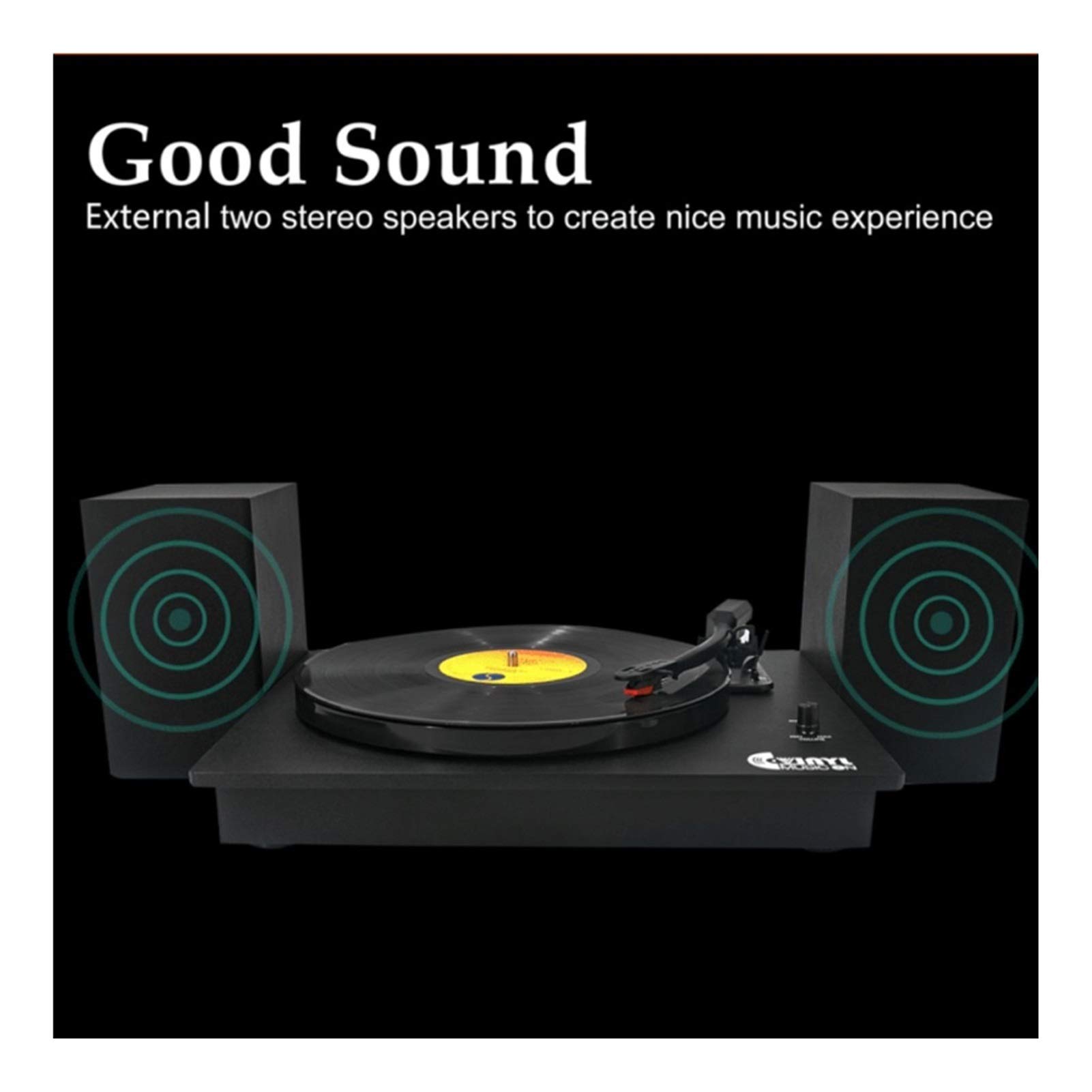 Giradischi in vinile, giradischi in vinile Bluetooth con potenti altoparlanti esterni, giradischi dischi a 33/45/78 giri/min, connessione wireless