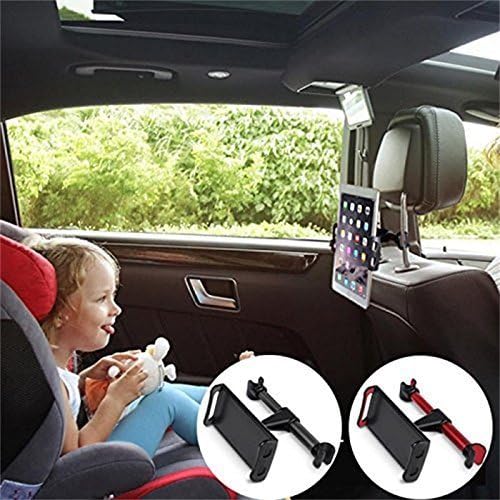 FUTESJ Rotated Car Seat Headrest Mount, Universal Car Tablet Holder Bracket for iPad, Samsung Galaxy, Nintendo Switch and Other 4”-11” Smartphones and Tablets(Red)