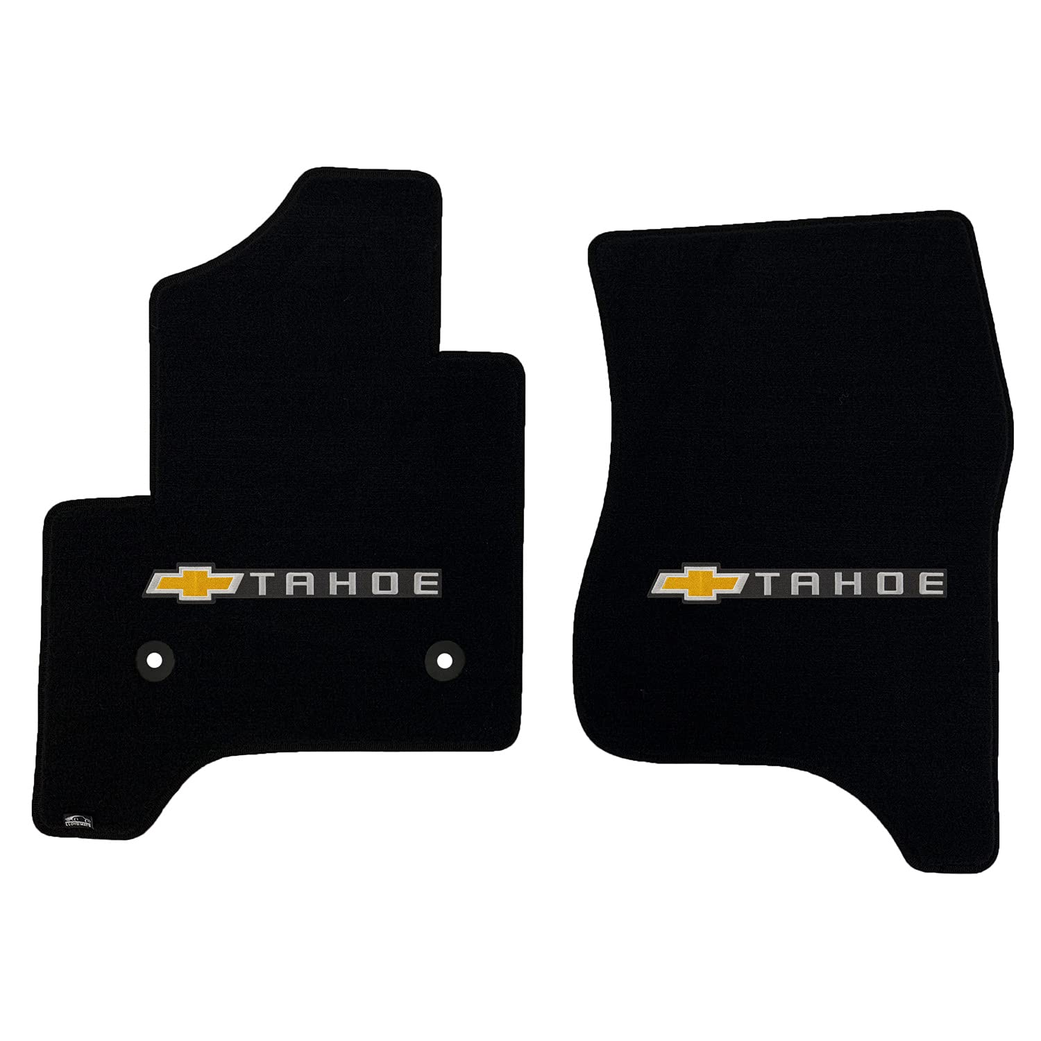 Lloyd Mats Custom-Fit Carpeted Floor Mats Premium Luxury Car Floor Liners for Chevy Tahoe 2015-2020 - Gold Bowtie + Tahoe Word (Charcoal, 2PC - Fronts)