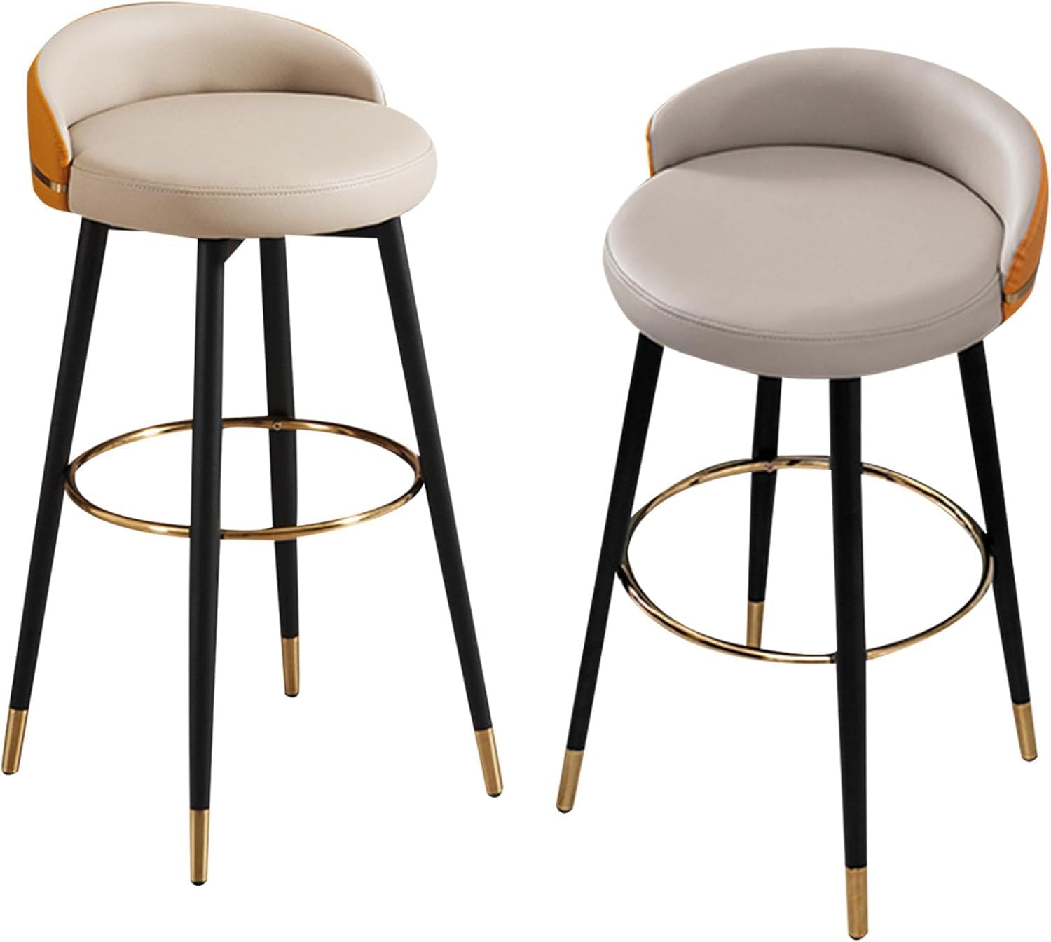 Tabourets de cuisine en cuir PU : lot de 2 sièges design avec repose-pieds pour salle à manger
