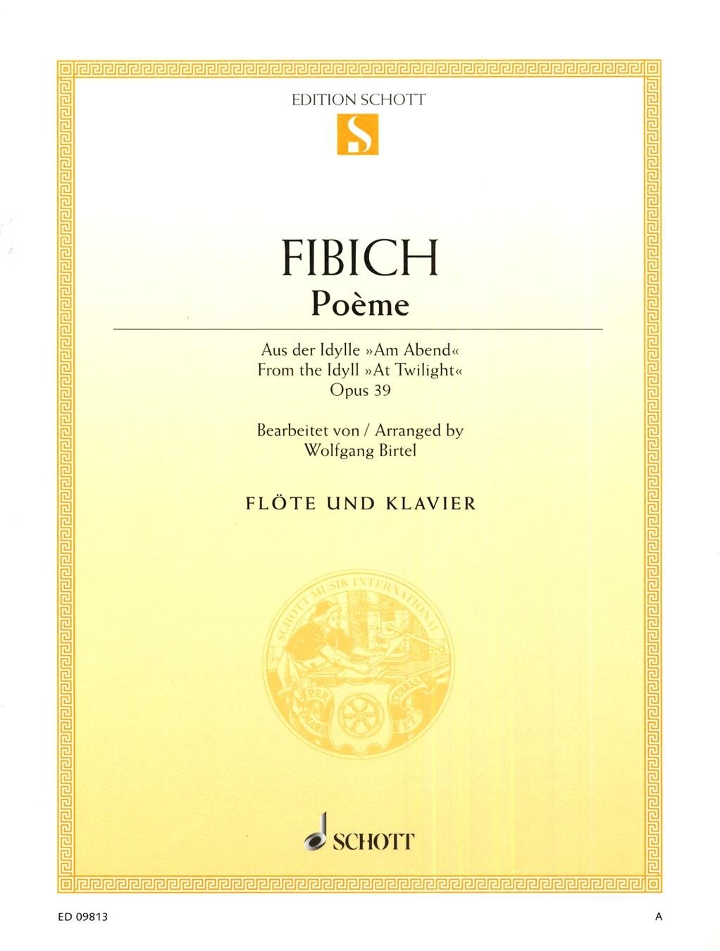 Poeme arr. Wolfgang Birtel for Flute and Piano partition duo