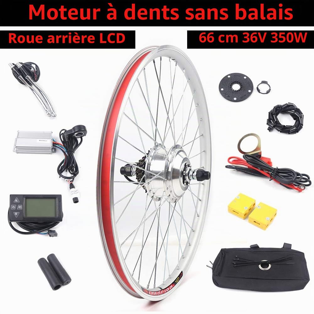 Kit de conversion de moteur électrique 36 V 250 W pour roue arrière Kit de conversion de vélo 26"