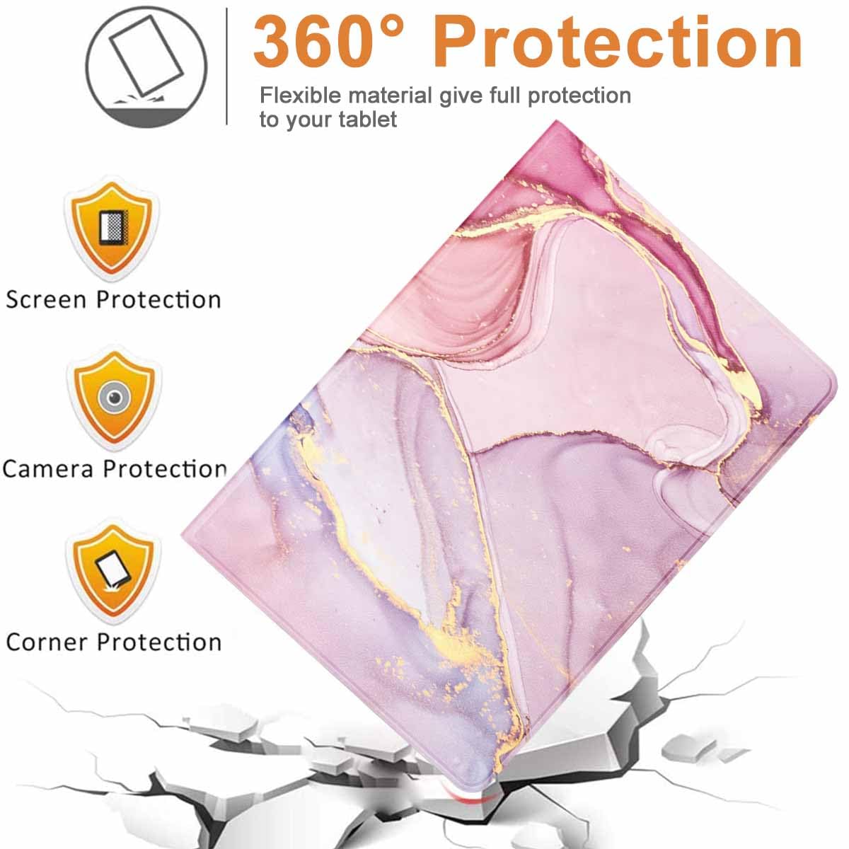Xylota Funda Personalizada para Lenovo Tab M10 FHD Plus 10,3 TB-X606F/TB- X606X, Aesthetic Diseño Texto Personalizable Carcasa con Función de Soporte, PU Cuero Flip Protectora Tablet Cover, Mármol