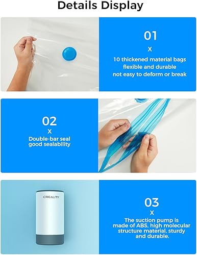 Miniatura 6 de Creality - Kit de almacenamiento al vacío para filamento, 8 bolsas de selladas con bomba automática y desecantes, secador de filamento para