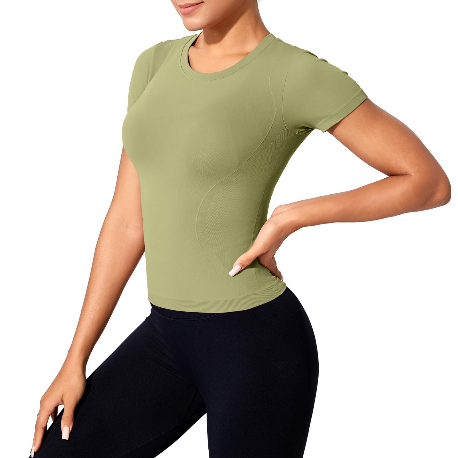 Camiseta Deportiva para Mujer de Manga Corta Transpirable Secado Rápido con Cuello Redondo para Yoga Fitness Running Gimnasio y Entrenamiento Diario Top Deportivo Elástico y Cómodo